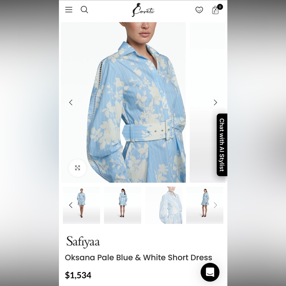 Beulah dress - inspired by safiyaa Oksana Pale Blue & White Short Dress - Picture 4 of 11